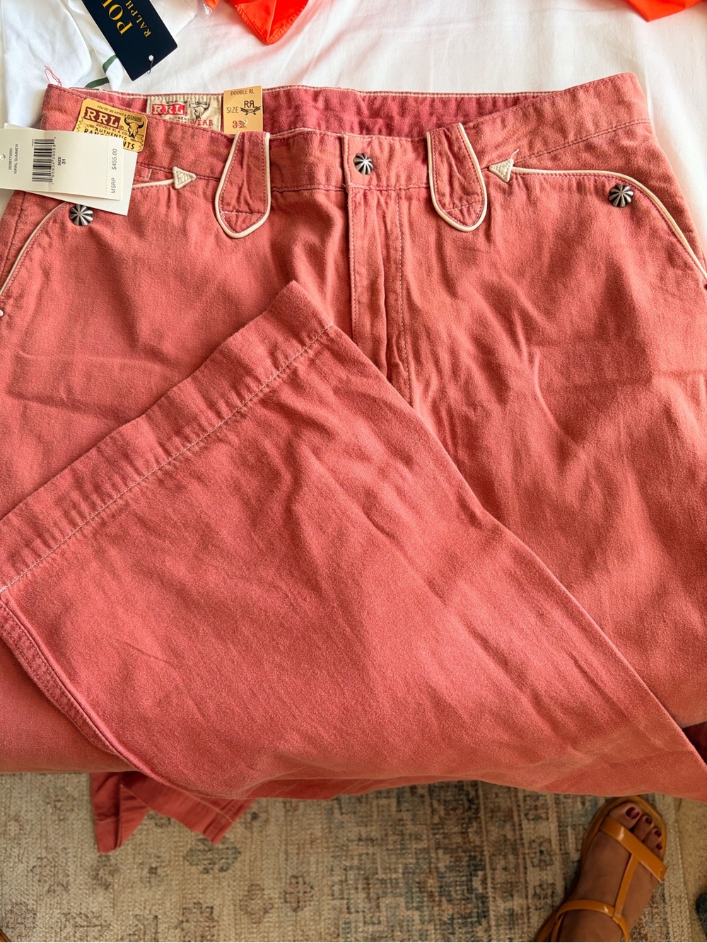 Ralph Lauren Double RL Coral Pants with Contrast Trim - Picture 6 of 9